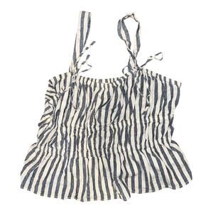 Universal Thread Women’s Tank Top XXL Blue White Striped Smocked Sleeveless